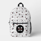 Mit Monogramm School Red & Black Spider Pattern Bedruckter Rucksack (Vorderseite)