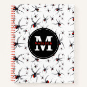 Mit Monogramm School Red & Black Spider Pattern Notizblock (Vorderseite)