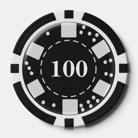 Mit Monogramm Schwarz 100 Pokerchips (Vorderseite)