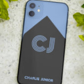 mit Monogramm schwarz-aqua-blaue Initialen Minimal Case-Mate iPhone Hülle