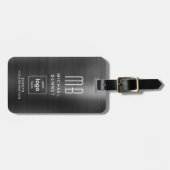 Mit Monogramm Schwarz-Bürstenmetall mit benutzerde Gepäckanhänger (Vorderseite horizontal)