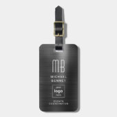 Mit Monogramm Schwarz-Bürstenmetall mit benutzerde Gepäckanhänger (Vorderseite vertikal)