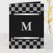 Mit Monogramm schwarz geprüft Karte (Gelbe Blume)