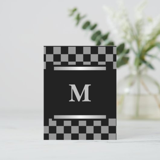 Mit Monogramm schwarz geprüft Karte (Stehend Vorderseite)