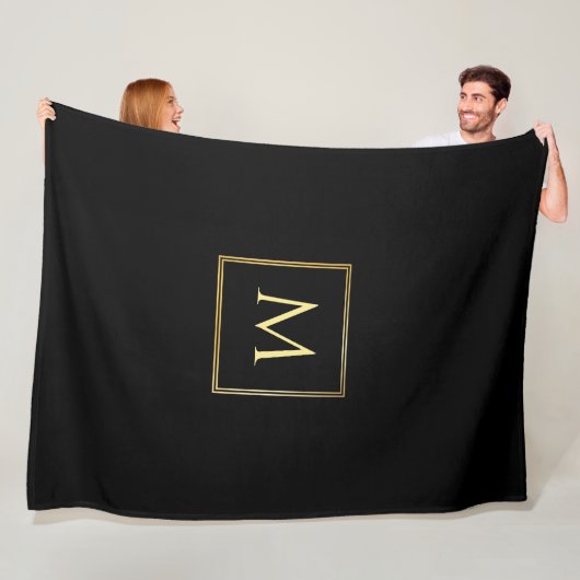 Mit Monogramm Schwarz-Gold-Elegant Fleecedecke (Beispiel)