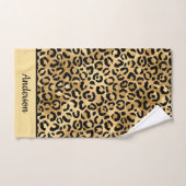 Mit Monogramm Schwarz-Gold-Leopard-PrintCheetah Badhandtuch Set (Handtuch)