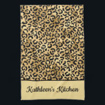 Mit Monogramm Schwarz-Gold-Leopard-PrintCheetah Geschirrtuch<br><div class="desc">Monogramm oder personalisieren Sie diesen schwarzen und goldenen Leopardenprint,  Tierdruck,  Küchentuch-Gepard.</div>