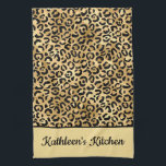 Mit Monogramm Schwarz-Gold-Leopard-PrintCheetah Geschirrtuch<br><div class="desc">Monogramm oder personalisieren Sie diesen schwarzen und goldenen Leopardenprint,  Tierdruck,  Küchentuch-Gepard.</div>