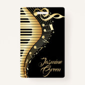 Mit Monogramm Schwarz-Gold-Musiknoten Ausweis (Vorderseite)