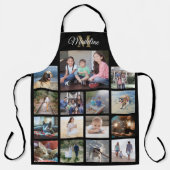 Mit Monogramm Schwarz-Gold-Raster-Muster für FotoC Schürze (Vorderseite)