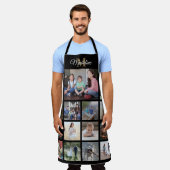 Mit Monogramm Schwarz-Gold-Raster-Muster für FotoC Schürze (Getragen)