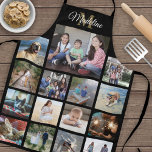 Mit Monogramm Schwarz-Gold-Raster-Muster für FotoC Schürze<br><div class="desc">Feiern Sie die Freuden von Familie und Freunden mit einer eleganten Collage Schürze für Fotos. Wenn Sie einen Hintergrund oder Text in anderen Farben als Schwarz, Weiß und Gold bevorzugen, lesen Sie die folgenden Anweisungen. (IMAGE PLACEMENT TIP: Eine einfache Möglichkeit, ein Foto genau so zu zentrieren, wie Sie es gewollt...</div>