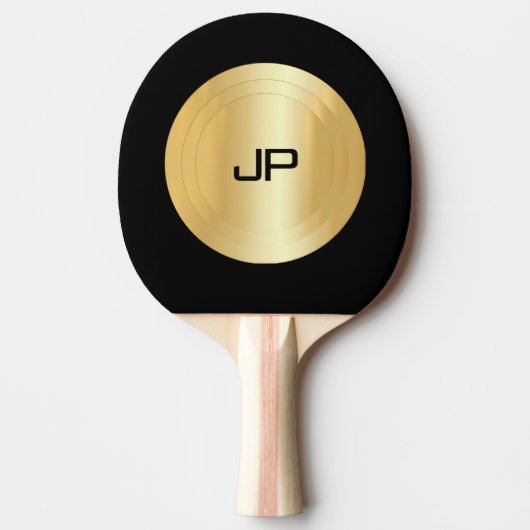 Mit Monogramm Schwarz-Gold-Template Tischtennis Schläger (Vorderseite)