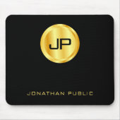 Mit Monogramm Schwarz-Gold-Vorlage Mousepad (Vorne)