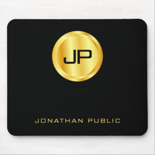 Mit Monogramm Schwarz-Gold-Vorlage Mousepad