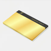 Mit Monogramm Schwarz-Gold-Vorlage Post-it Klebezettel (angewinkelt)