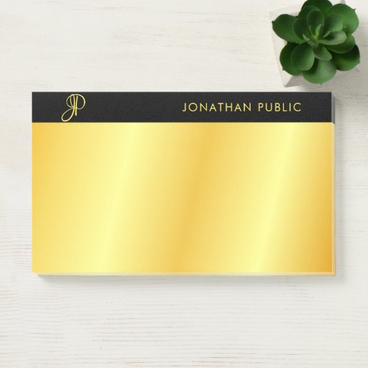 Mit Monogramm Schwarz-Gold-Vorlage Post-it Klebezettel (Büro)