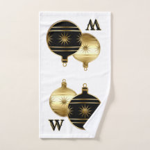 Mit Monogramm Schwarz-Gold-Weihnachtshandtuch