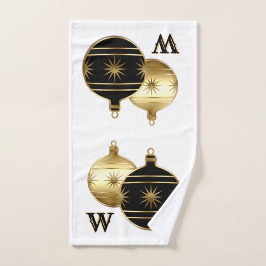 Mit Monogramm Schwarz-Gold-Weihnachtshandtuch Handtuch (Handtuch)