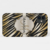 Mit Monogramm Schwarz-Gold-Zebra-Druckmuster Case-Mate iPhone Hülle (Rückseite (Horizontal))