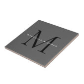 Mit Monogramm Schwarz-Grau-Kalligrafie-Hochzeit Fliese (Seite)