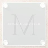 Mit Monogramm Schwarz-Grau-Kalligrafie-Hochzeit Glasuntersetzer (Rückseite)