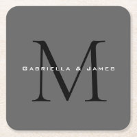 Mit Monogramm Schwarz-Grau-Kalligrafie-Hochzeit