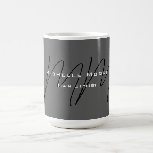 Mit Monogramm-Schwarz-Grau-Kalligraphie Kaffeetasse (Mittel)