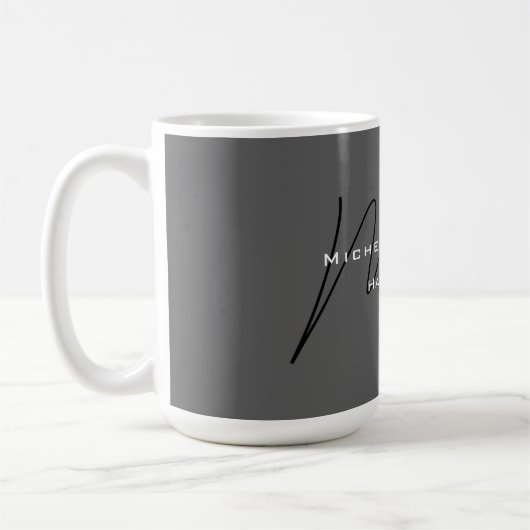 Mit Monogramm-Schwarz-Grau-Kalligraphie Kaffeetasse (Links)
