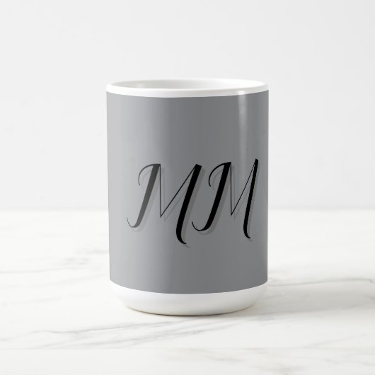 Mit Monogramm-Schwarz-Grau-Kalligraphie Kaffeetasse (Mittel)