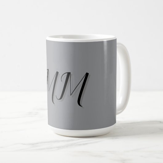 Mit Monogramm-Schwarz-Grau-Kalligraphie Kaffeetasse (VorderseiteRechts)