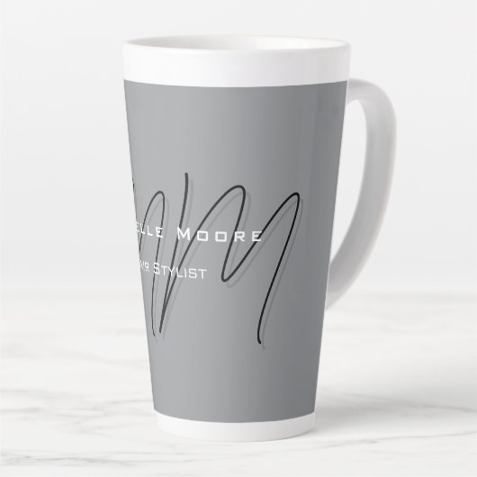 Mit Monogramm-Schwarz-Grau-Kalligraphie Milchtasse (Rechte Ecke)