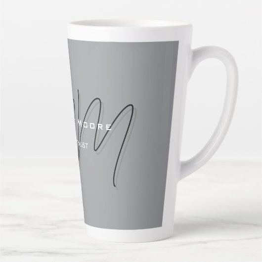 Mit Monogramm-Schwarz-Grau-Kalligraphie Milchtasse (Rechts)