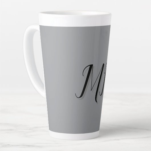 Mit Monogramm-Schwarz-Grau-Kalligraphie Milchtasse (Linke Ecke)