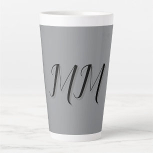 Mit Monogramm-Schwarz-Grau-Kalligraphie Milchtasse