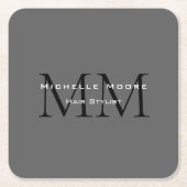 Mit Monogramm-Schwarz-Grau-Kalligraphie Rechteckiger Pappuntersetzer (Vorderseite)
