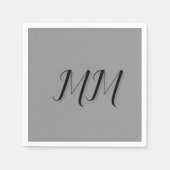 Mit Monogramm-Schwarz-Grau-Kalligraphie Serviette (Vorderseite)