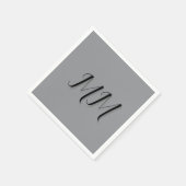 Mit Monogramm-Schwarz-Grau-Kalligraphie Serviette (Ecke)