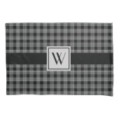 Mit Monogramm Schwarz/Grau-Schachbrettmuster Karie Kissenbezug (Vorderseite)