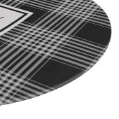 Mit Monogramm Schwarz/Grau-Schachbrettmuster Karie Schneidebrett (Ecke)