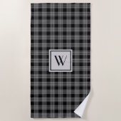 Mit Monogramm Schwarz/Grau-Schachbrettmuster Karie Strandtuch (Vorderseite)