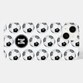 mit Monogramm schwarz-graue Fußballbälle Case-Mate iPhone Hülle (Rückseite (Horizontal))