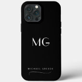 Mit Monogramm Schwarz Minimalistisch mit Name Case-Mate iPhone Hülle (Rückseite)