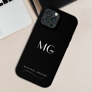 Mit Monogramm Schwarz Minimalistisch mit Name Case-Mate iPhone Hülle