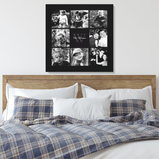 Mit Monogramm Schwarz-Rahmen-FotoCollage Leinwanddruck (Insitu (Schlafzimmer))
