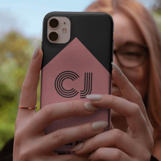 mit Monogramm schwarz-rosa Initialen Case-Mate iPhone Hülle