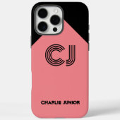mit Monogramm schwarz-rosa Initialen Case-Mate iPhone Hülle (Rückseite)