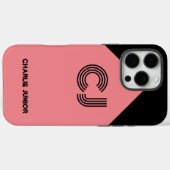 mit Monogramm schwarz-rosa Initialen Case-Mate iPhone Hülle (Rückseite (Horizontal))