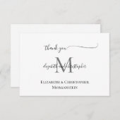 Mit Monogramm Schwarz-Script-Hochzeit Dankeskarte (Vorne/Hinten)
