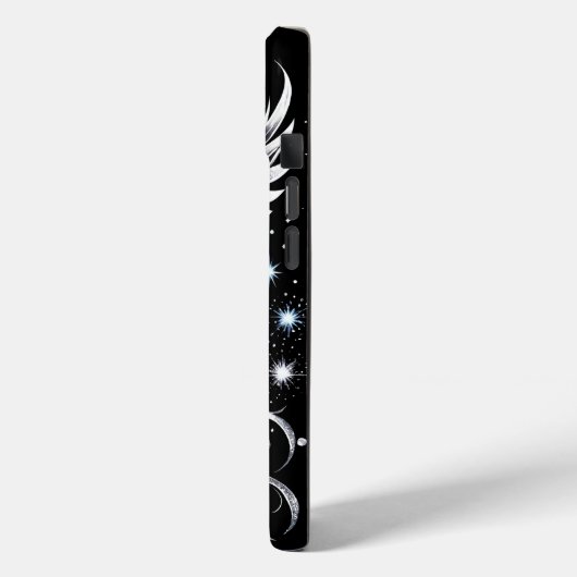 Mit Monogramm Schwarz-Silber-Tattoo-Engel Case-Mate iPhone Hülle (Rückseite / Links)